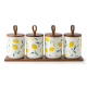 Lemon Pattern Porcelain Jar Set - 4 Pcs